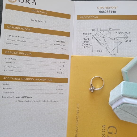 Moissanite 1 Carat Round Brilliant Ring - Picture 7 of 7